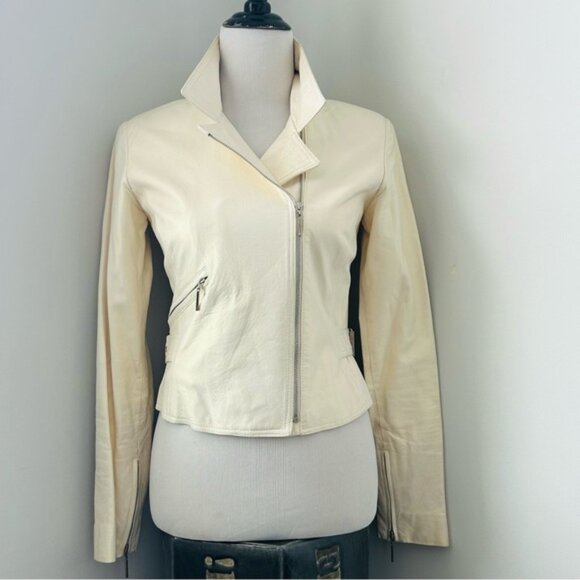 Neto Cream Genuine Leather Jacket - Picture 1 of 9